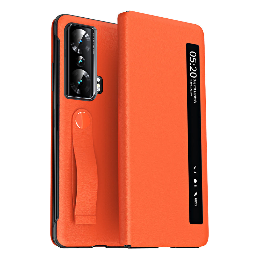 For Honor Magic Vs 5G View Window PU Leather PC Flip Case Stand Cover with Portable Hand Grip Strap For Honor Magic Vs 5G View Window PU Leather PC Flip Case Stand Cover with Portable Hand Grip Strap